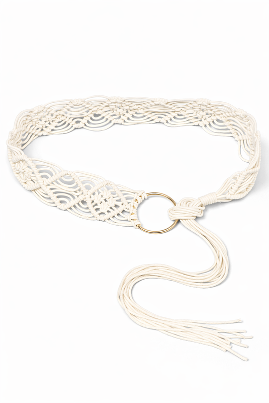 ivory macramé waist belt