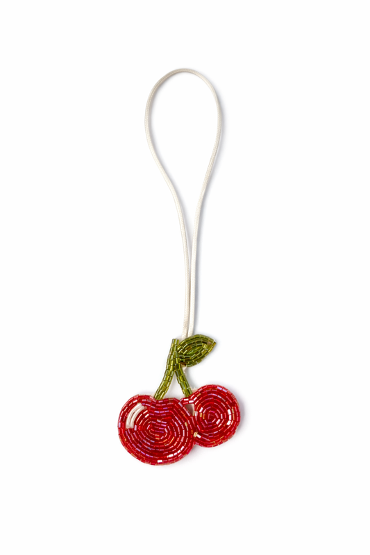 cherry beaded bag charm