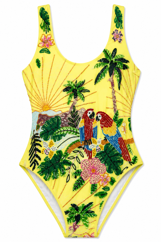beaded jungle swimsuit