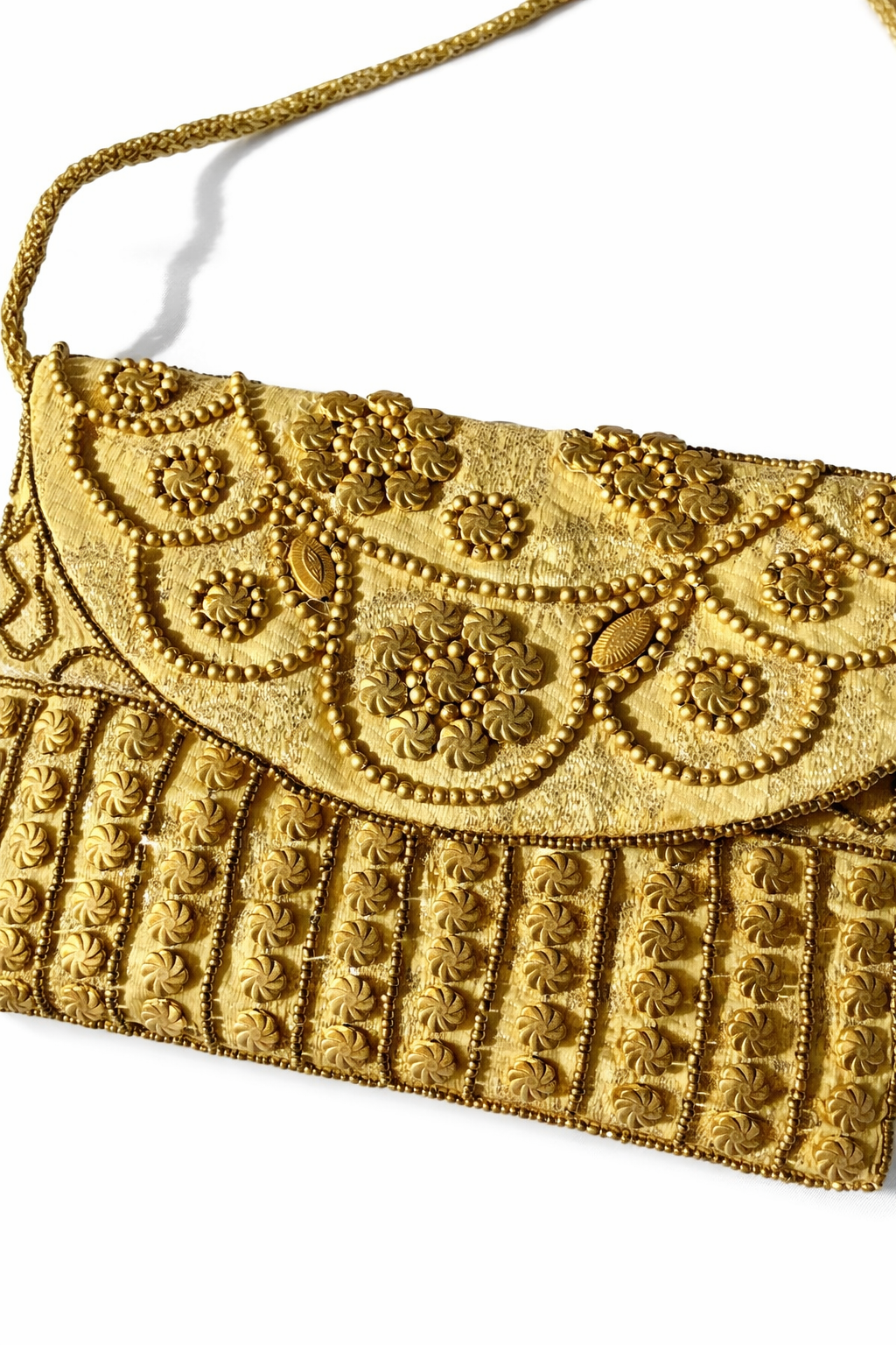 gold embroidered indian mini clutch
