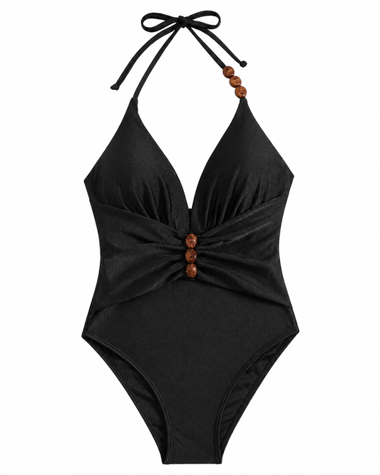 beaded black swimsuit