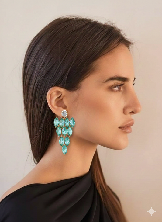 aqua cascade drop earrings