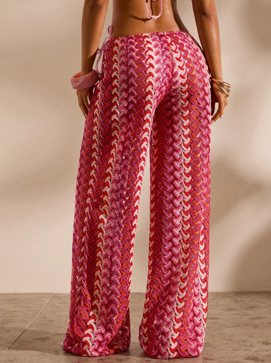 pink wave knit pants