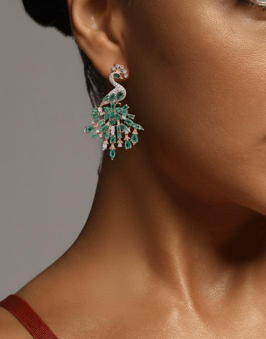 aqua peacock earrings