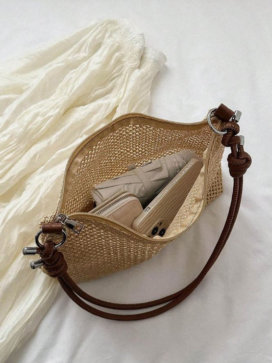 boho straw knot bag