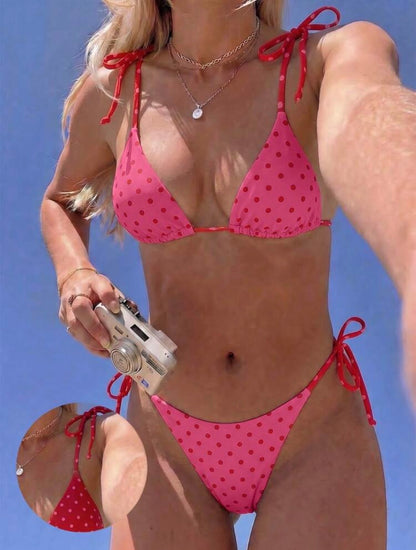 double faced polka dot bikini