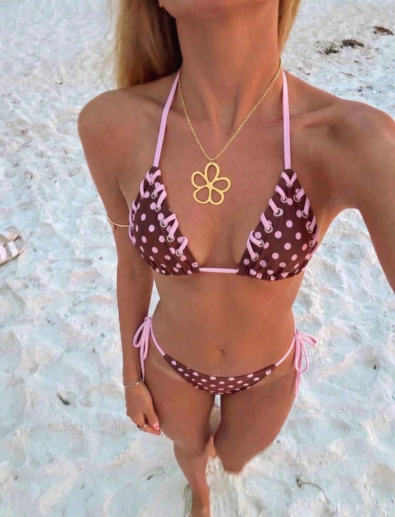 ribbon polka dot bikini
