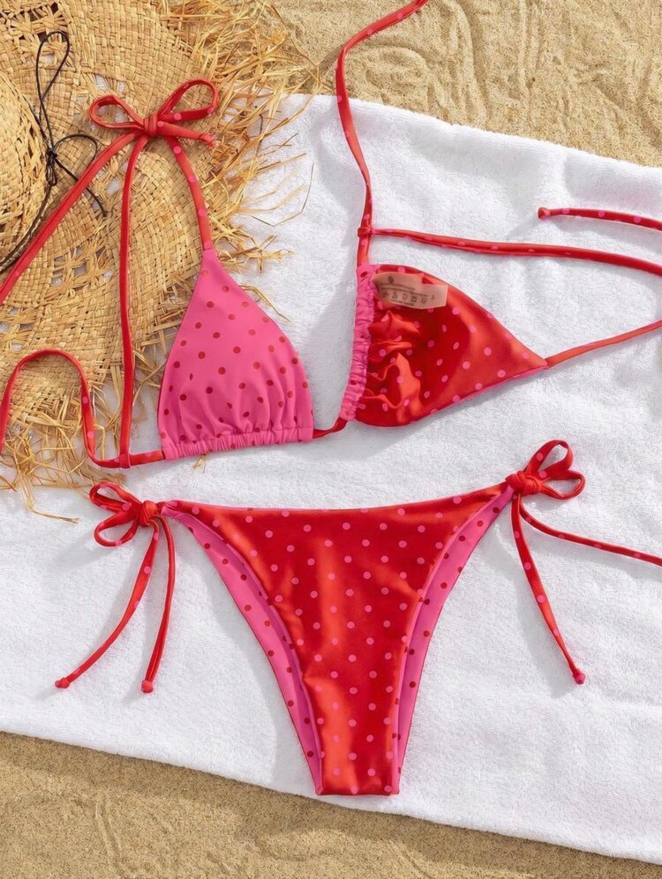 double faced polka dot bikini