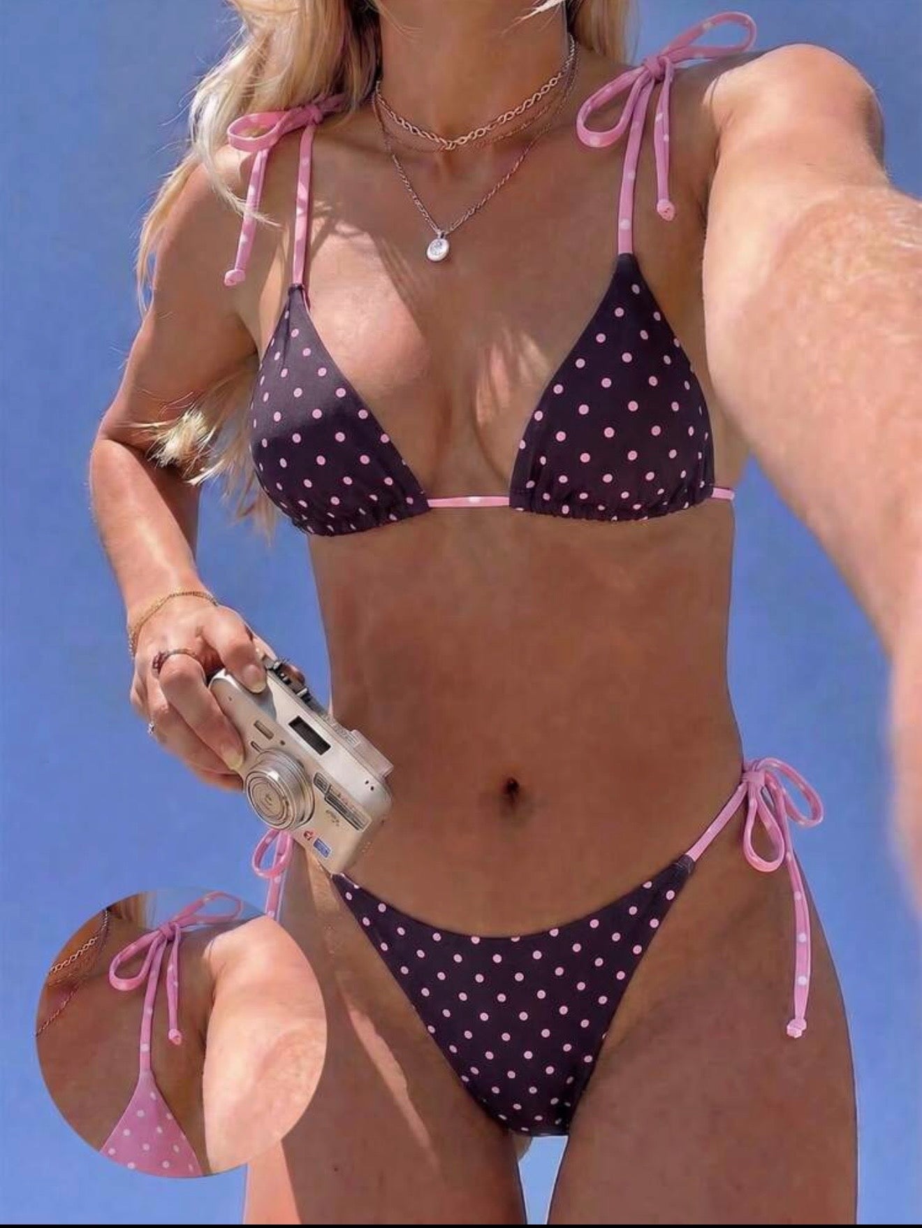 double faced polka dot bikini
