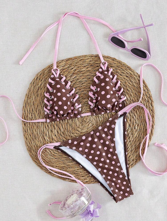 ribbon polka dot bikini