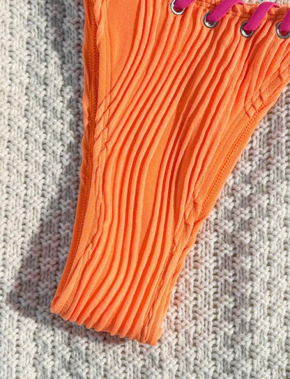 orange & pink ribbon bikini