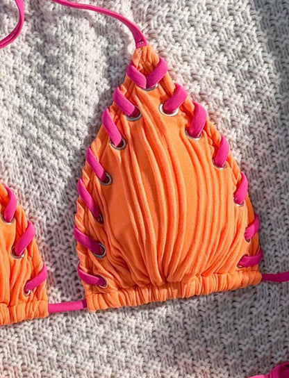 orange & pink ribbon bikini