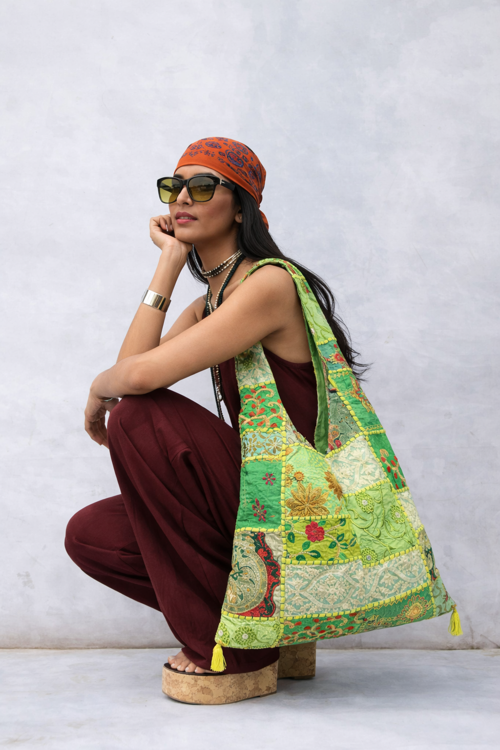 embroidered indian jhola bag