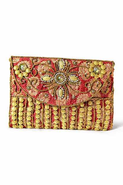 rouge embroidered indian mini clutch