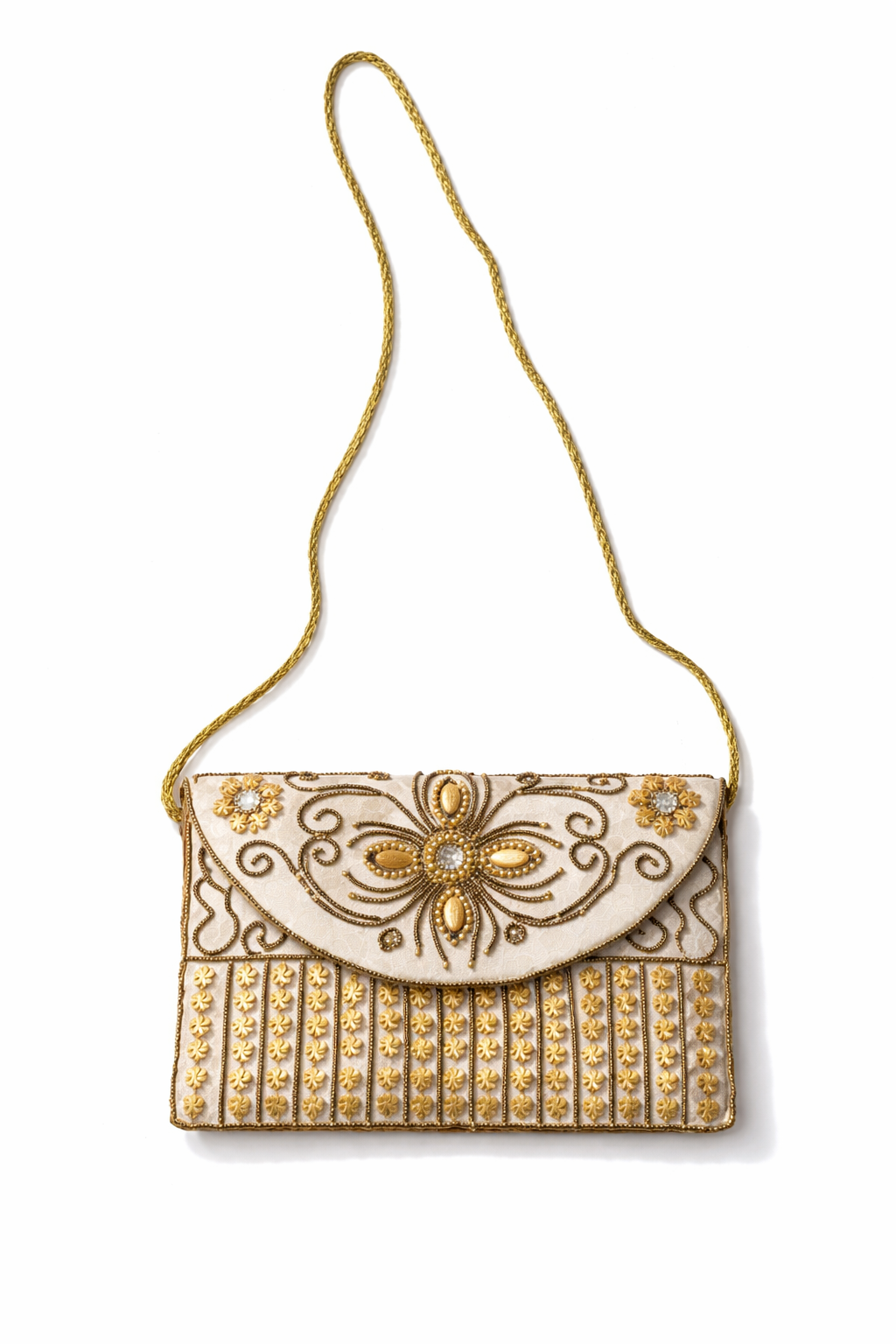 silver embroidered indian mini clutch