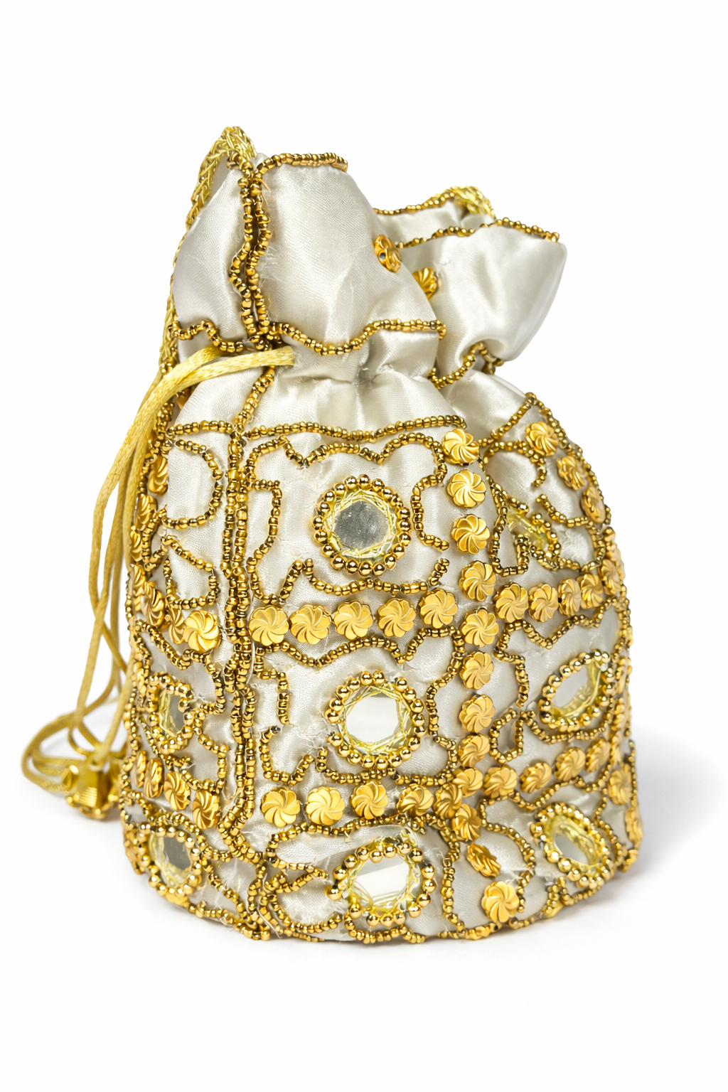 silver embroidered potli bag