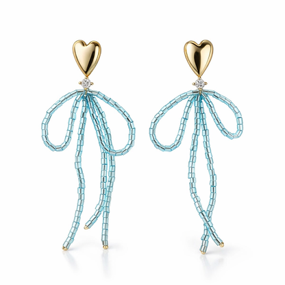 heart drip beaded earrings