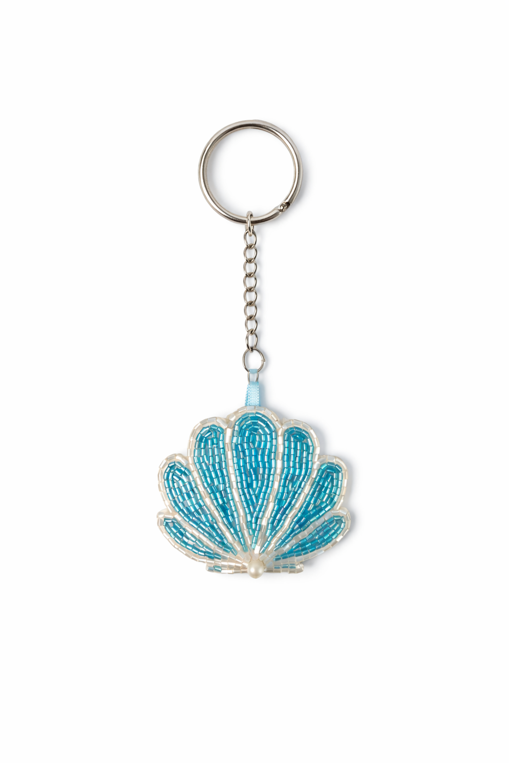teal seashell beaded charm