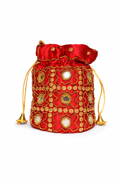 rouge embroidered potli bag