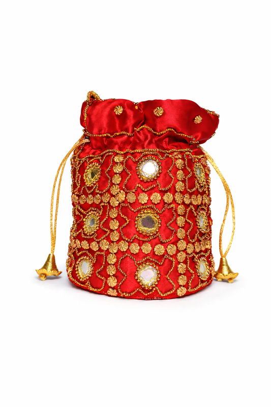 rouge embroidered potli bag