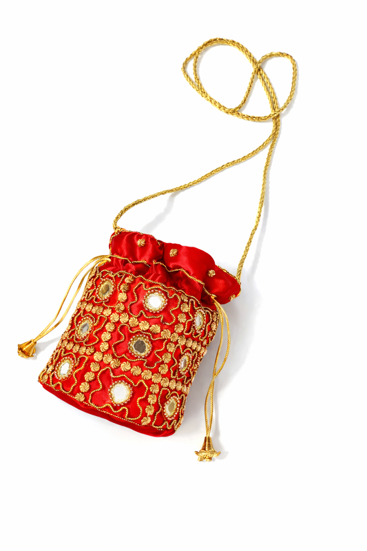 rouge embroidered potli bag