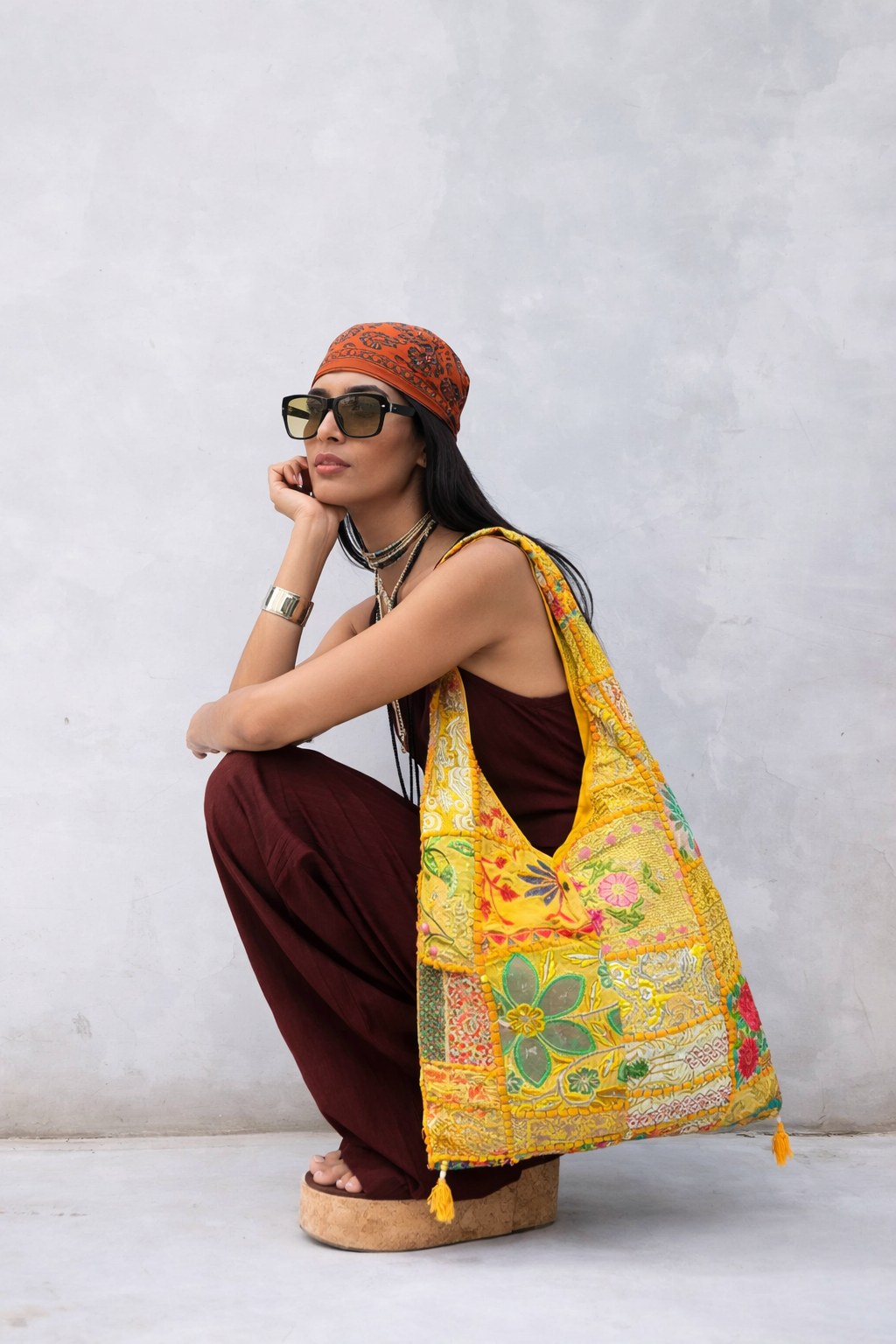 embroidered indian jhola bag