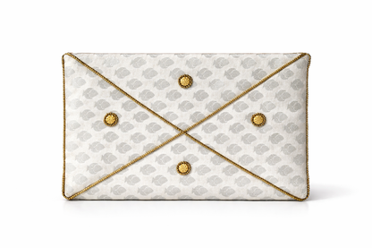 silver embroidered indian mini clutch