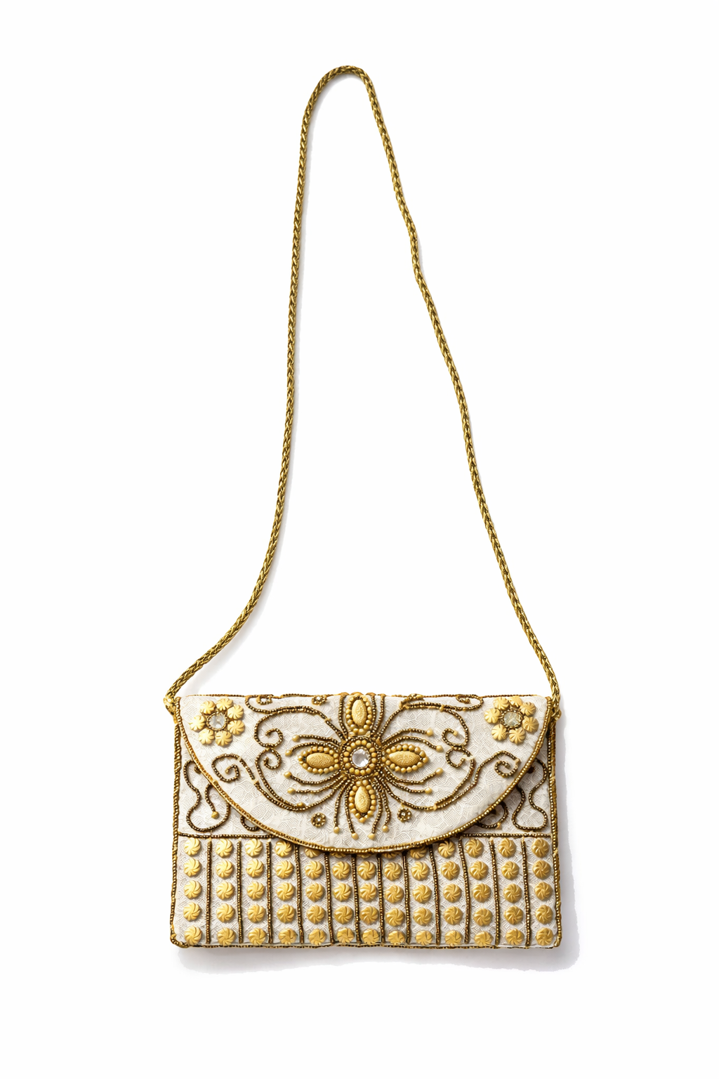 silver embroidered indian mini clutch