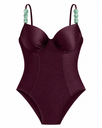 beaded burgundy swimsuit