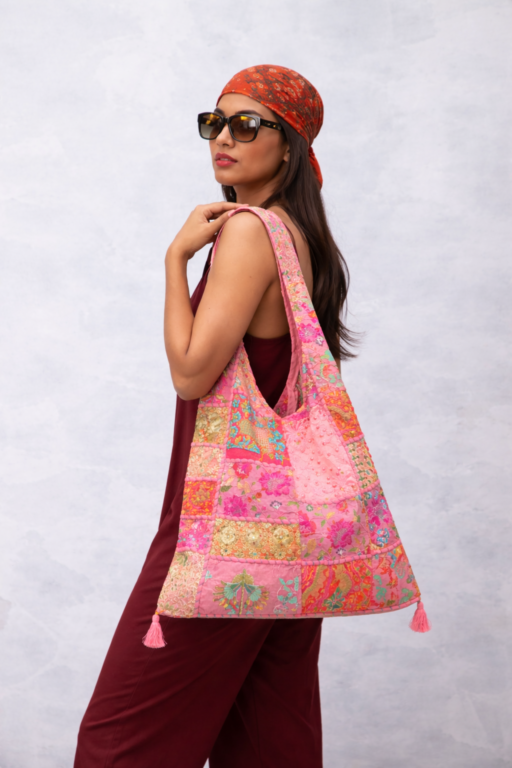 embroidered indian jhola bag