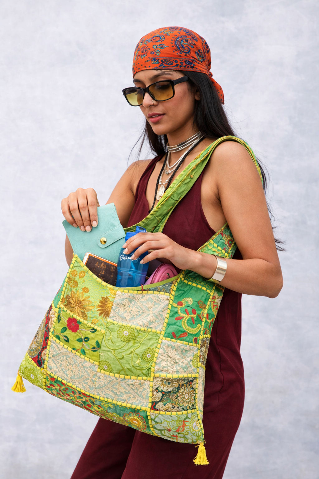 embroidered indian jhola bag