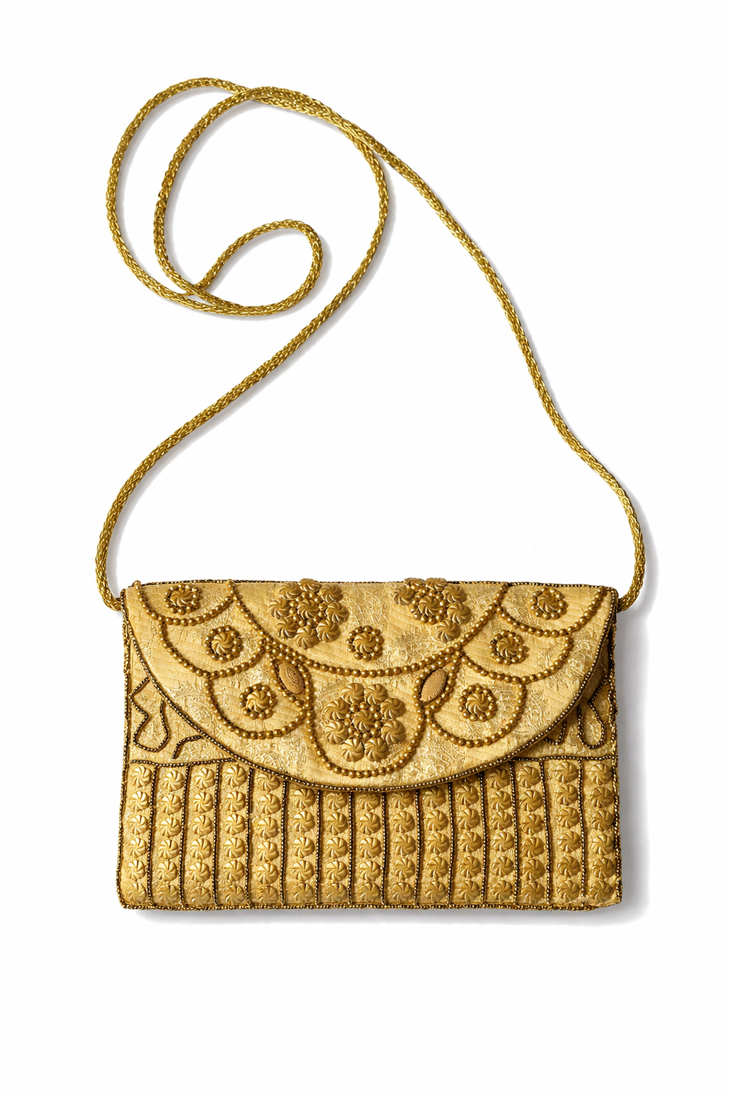 gold embroidered indian mini clutch