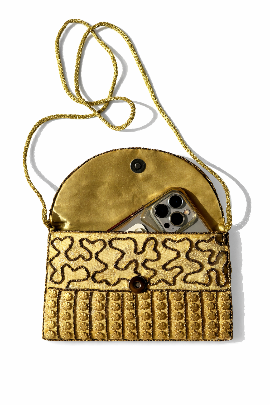 gold embroidered indian mini clutch