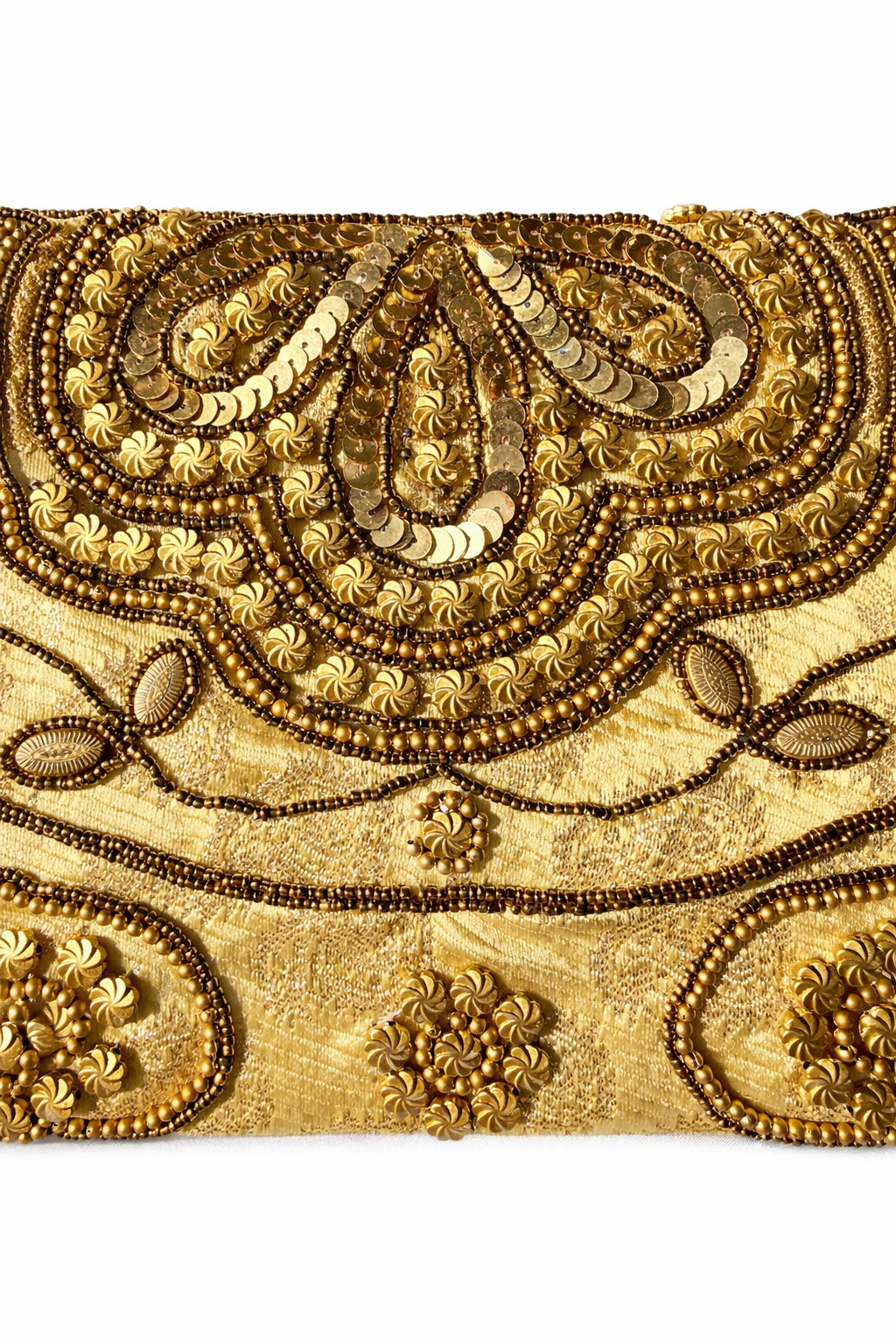 gold embroidered indian large clutch