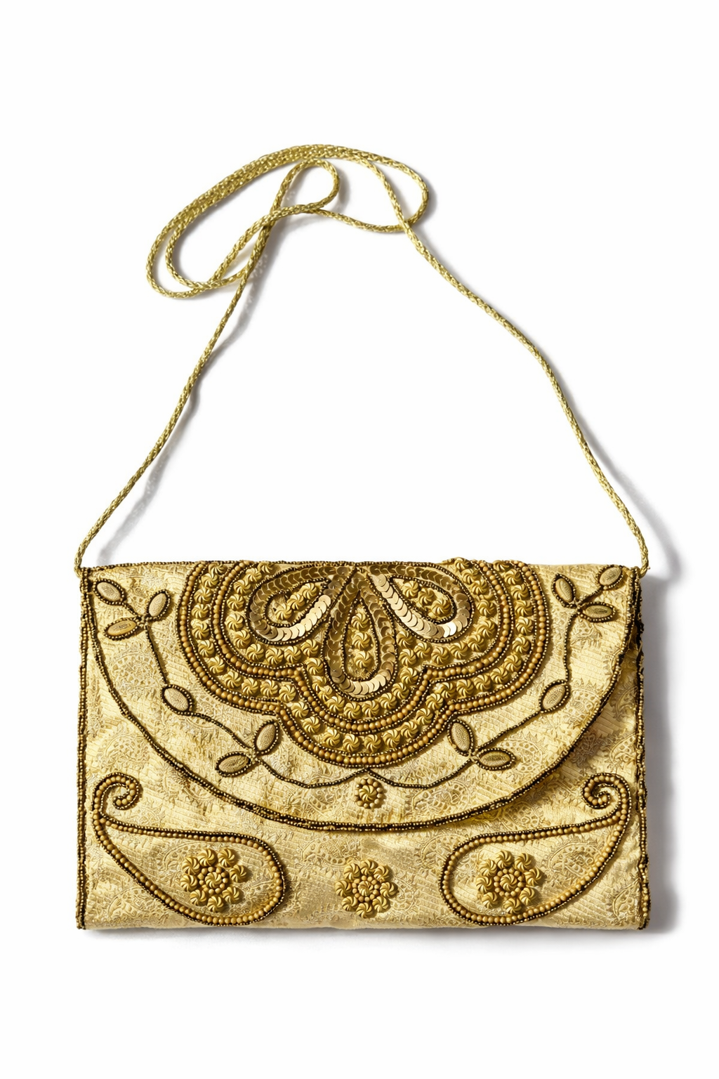 gold embroidered indian large clutch
