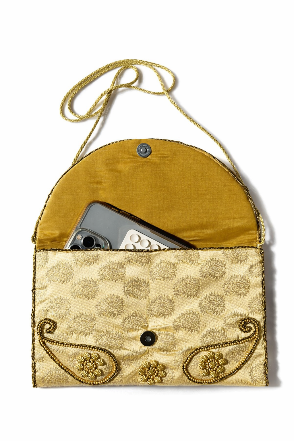gold embroidered indian large clutch