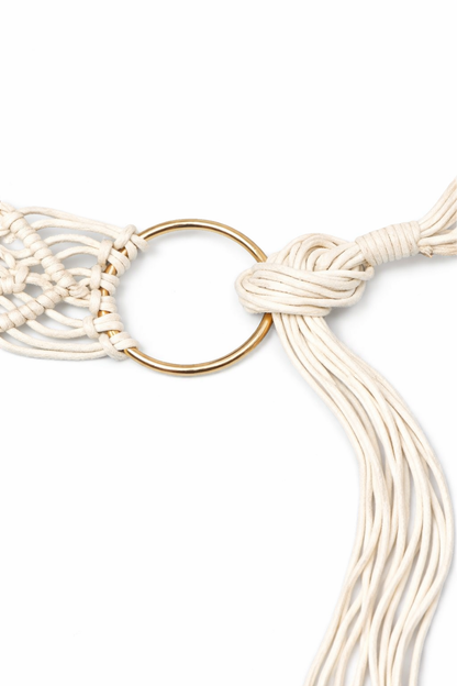 ivory macramé waist belt