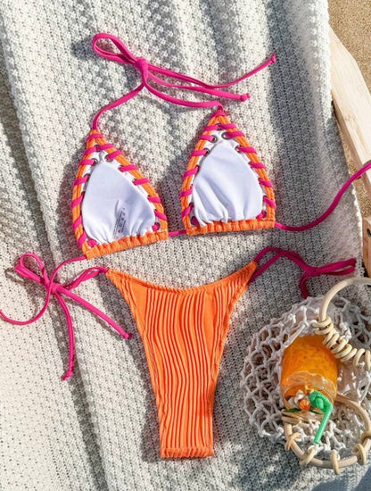 orange & pink ribbon bikini