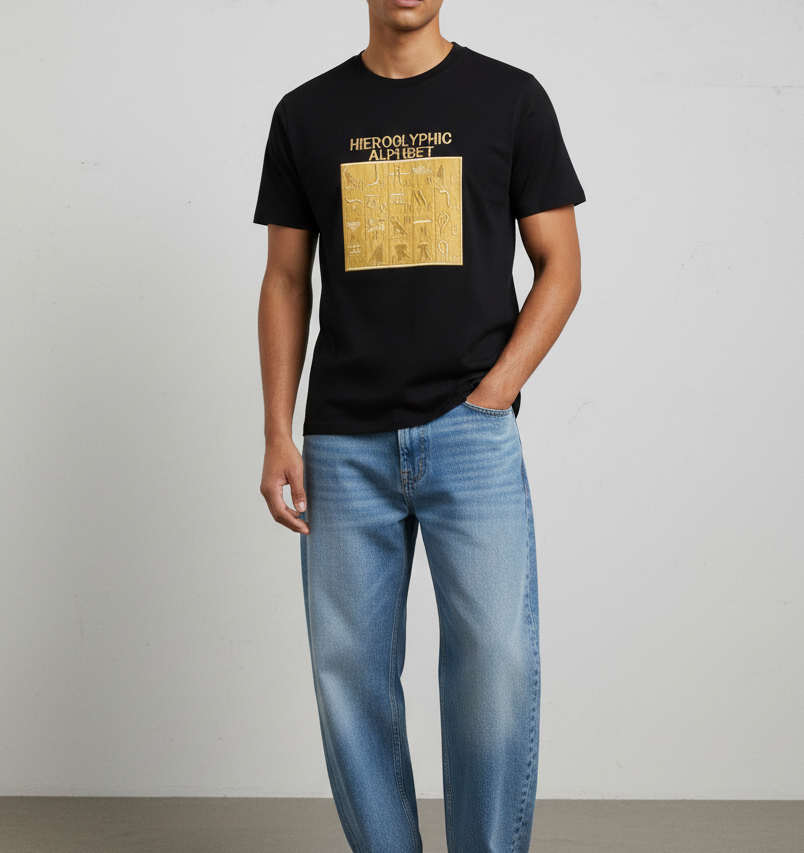 the hieroglyphic alphabet tee in onyx