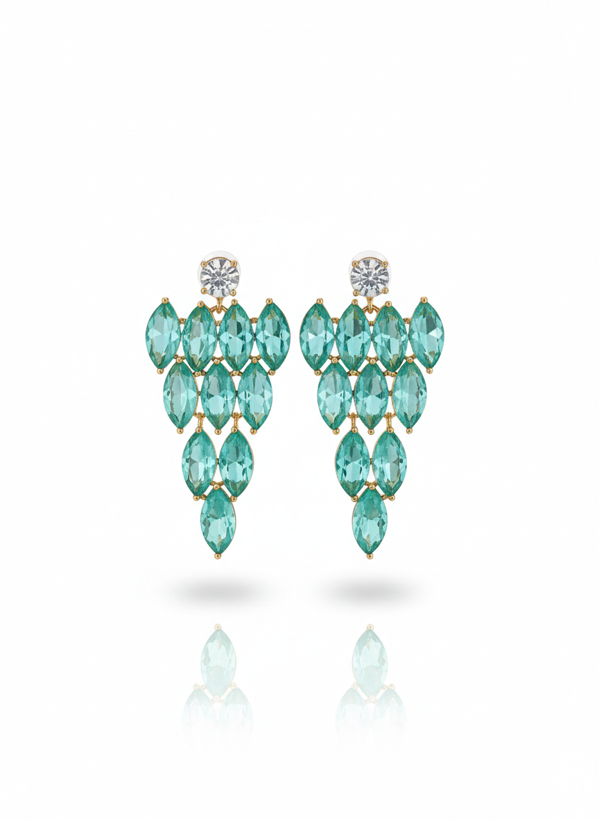 aqua cascade drop earrings