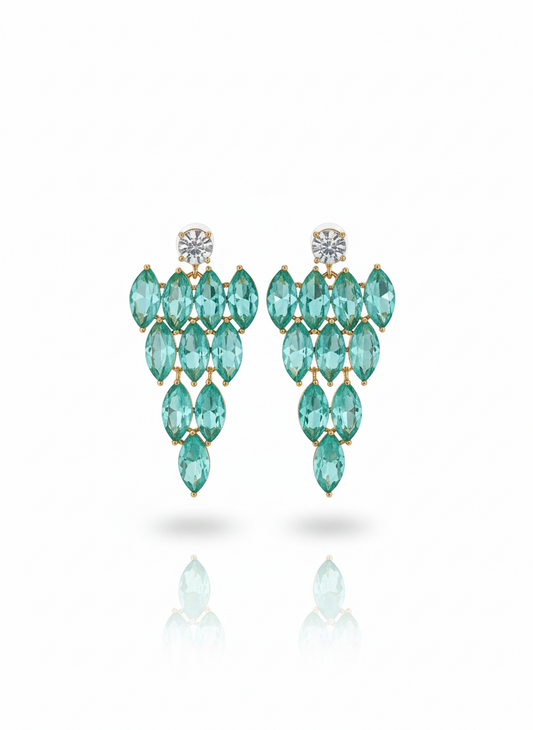 aqua cascade drop earrings