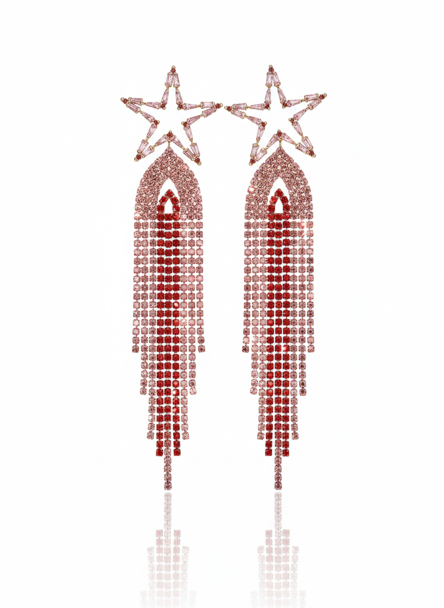 pink starlight cascade earrings