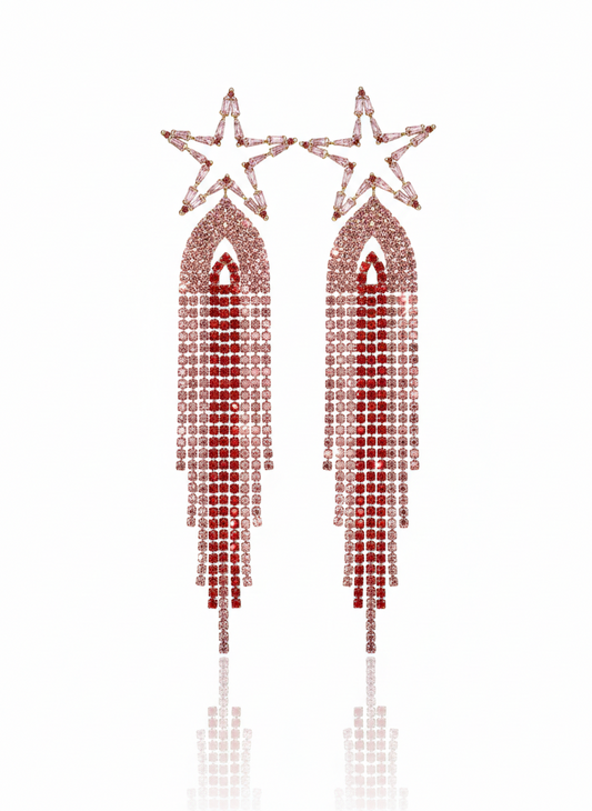 pink starlight cascade earrings