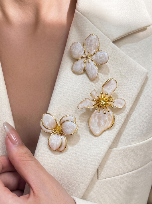 marbleized bloom brooches