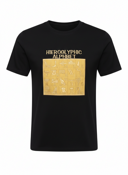 the hieroglyphic alphabet tee in onyx