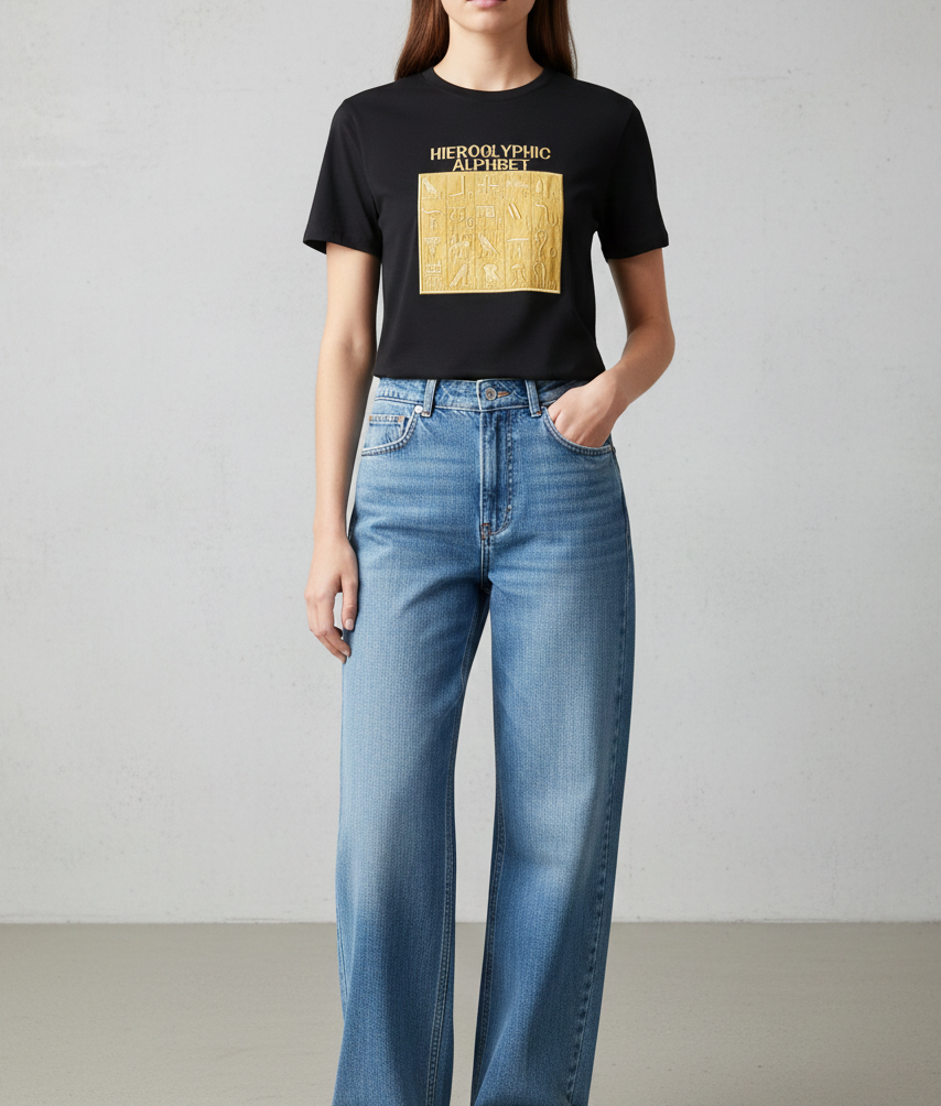 the hieroglyphic alphabet tee in onyx