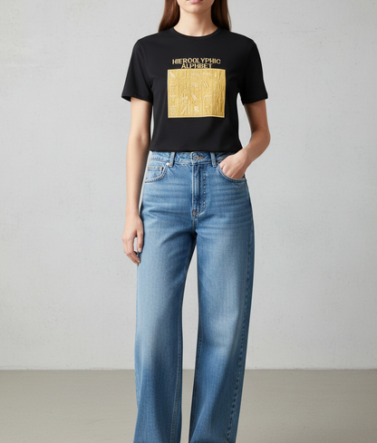 the hieroglyphic alphabet tee in onyx