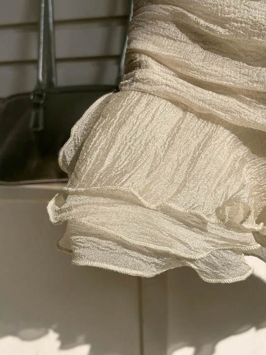 cream ruffle skirt