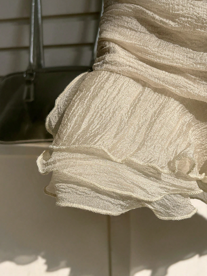 cream ruffle skirt