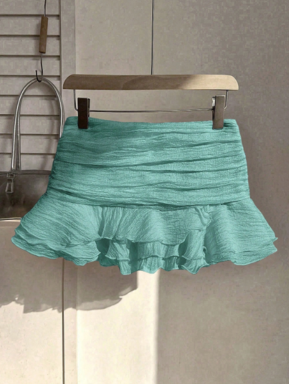 blue ruffle skirt